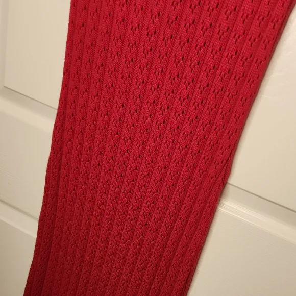 VTG MODA INT'L Red Knit Short Sleeve Scalloped Neckline Midi Dress Size S - Picture 9 of 15